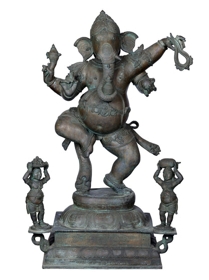 36" Large Dancing Ganesha In Panchaloha Bronze | Idol From Swamimalai | Bronze Statue.