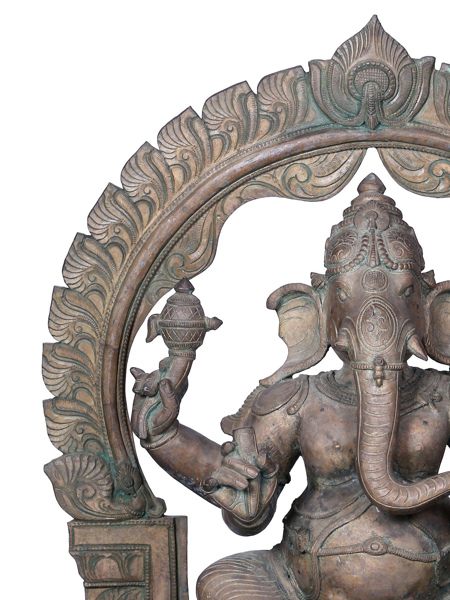 27'' Haridra Lord Ganapati Bronze Idol For Temple | Panchaloha Bronze Statue From Swamimalai