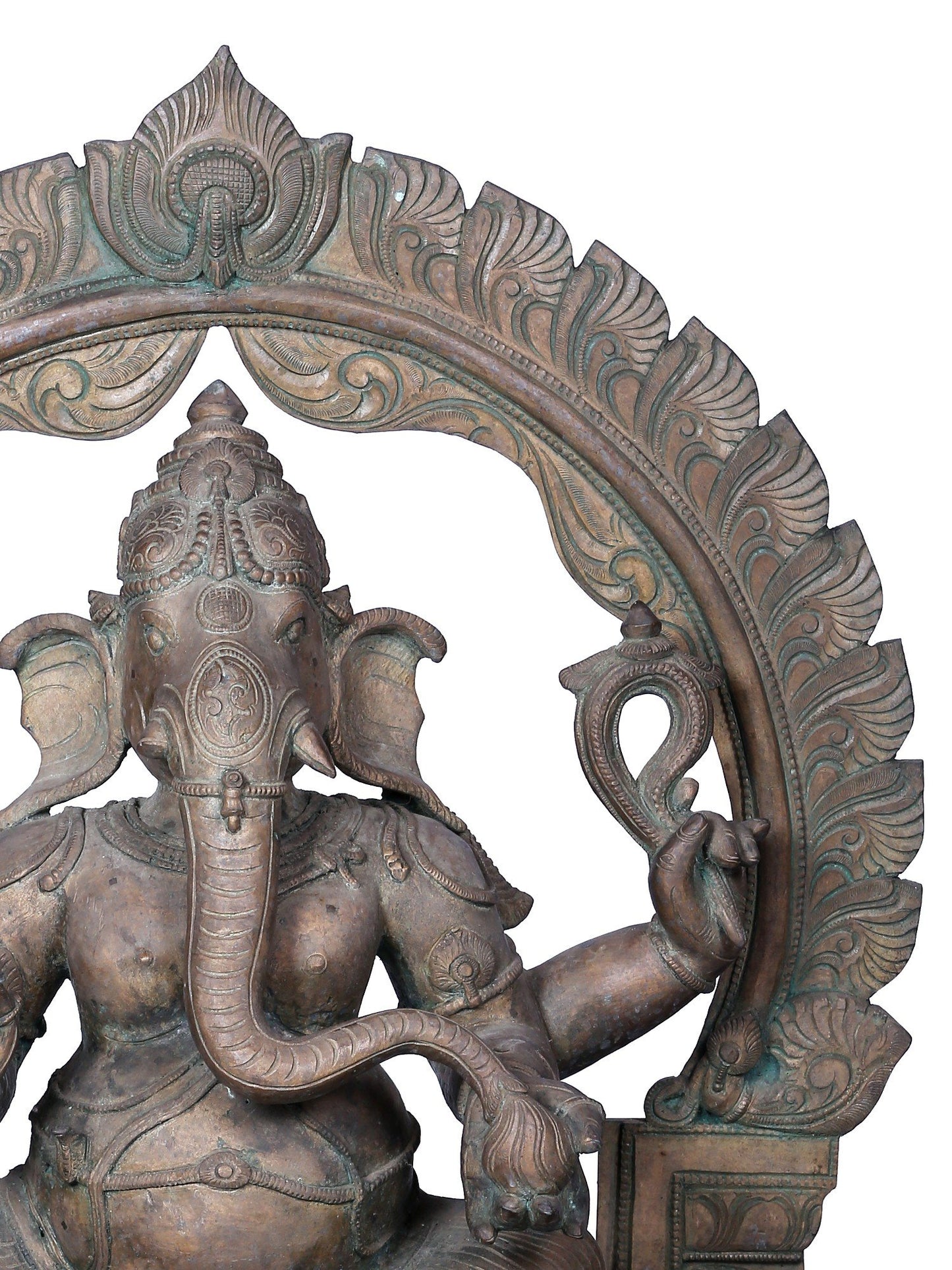 27'' Haridra Lord Ganapati Bronze Idol For Temple | Panchaloha Bronze Statue From Swamimalai