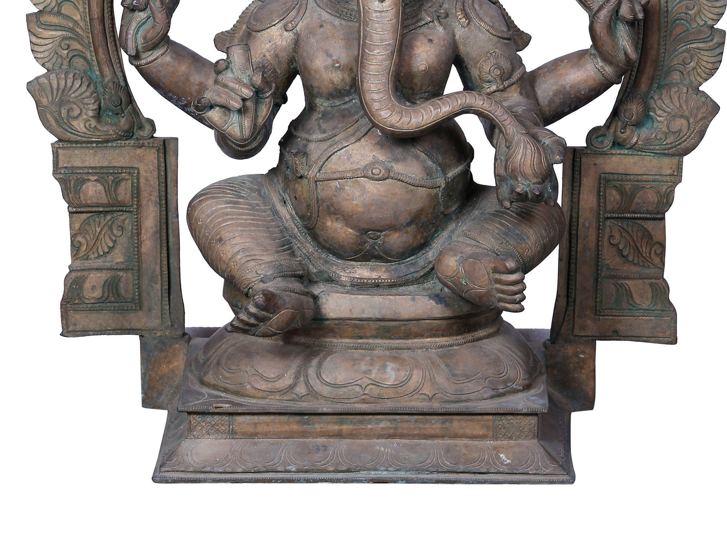 27'' Haridra Lord Ganapati Bronze Idol For Temple | Panchaloha Bronze Statue From Swamimalai