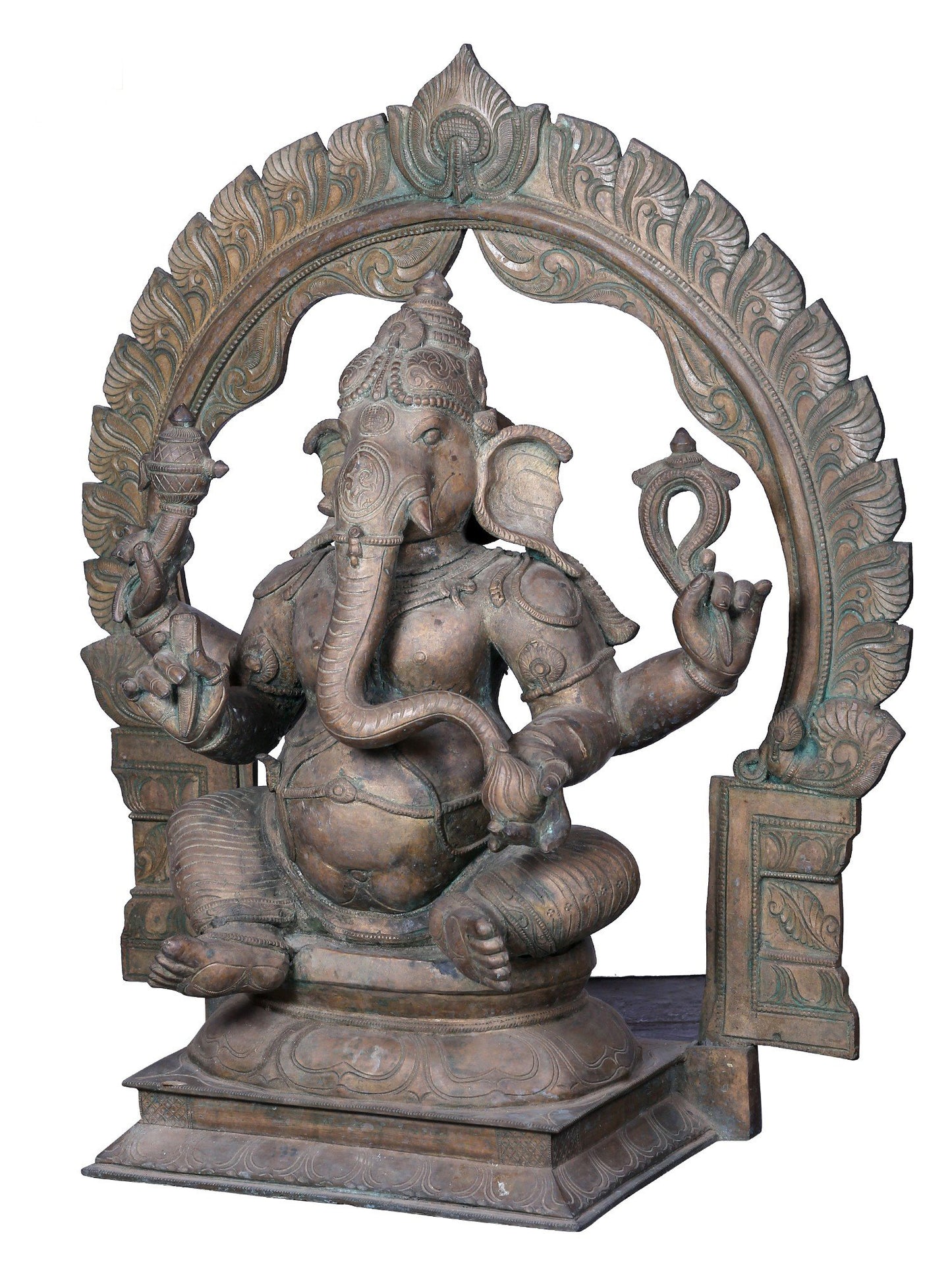 27'' Haridra Lord Ganapati Bronze Idol For Temple | Panchaloha Bronze Statue From Swamimalai