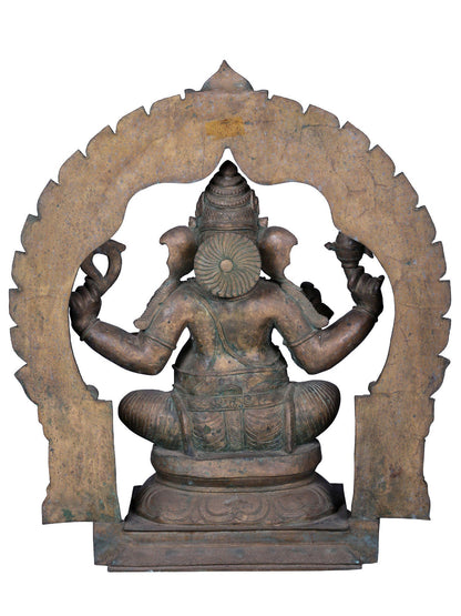 27'' Haridra Lord Ganapati Bronze Idol For Temple | Panchaloha Bronze Statue From Swamimalai