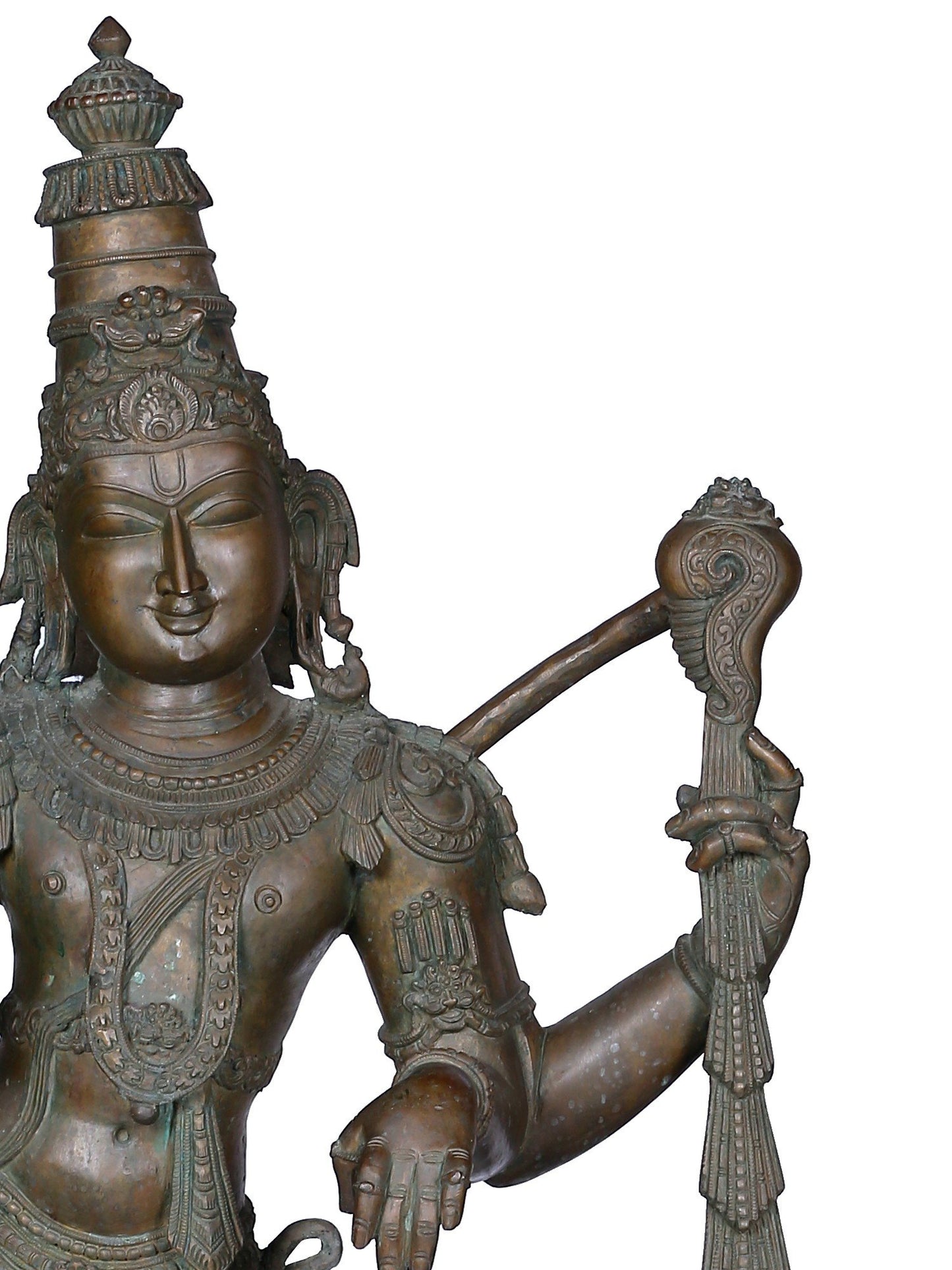 42" Large Standing Lord Perumal (Vishnu) With Garuda And Hanuman | Panchaloha Bronze Statue From Swamimalai