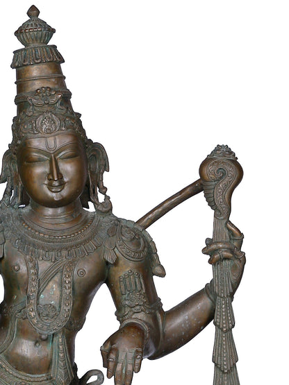 42" Large Standing Lord Perumal (Vishnu) With Garuda And Hanuman | Panchaloha Bronze Statue From Swamimalai