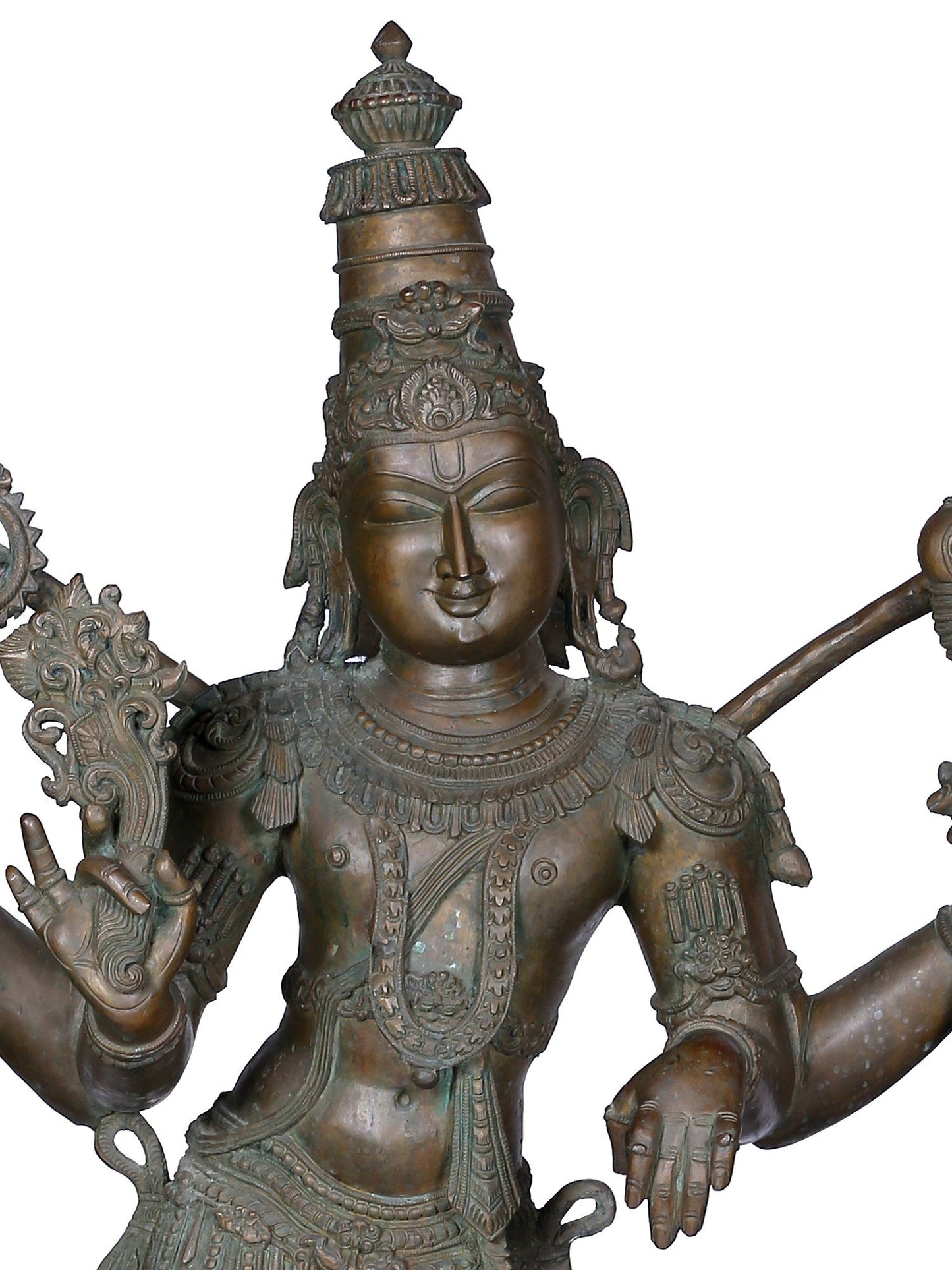 42" Large Standing Lord Perumal (Vishnu) With Garuda And Hanuman | Panchaloha Bronze Statue From Swamimalai