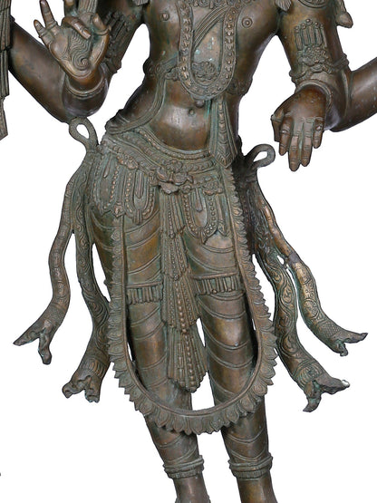 42" Large Standing Lord Perumal (Vishnu) With Garuda And Hanuman | Panchaloha Bronze Statue From Swamimalai