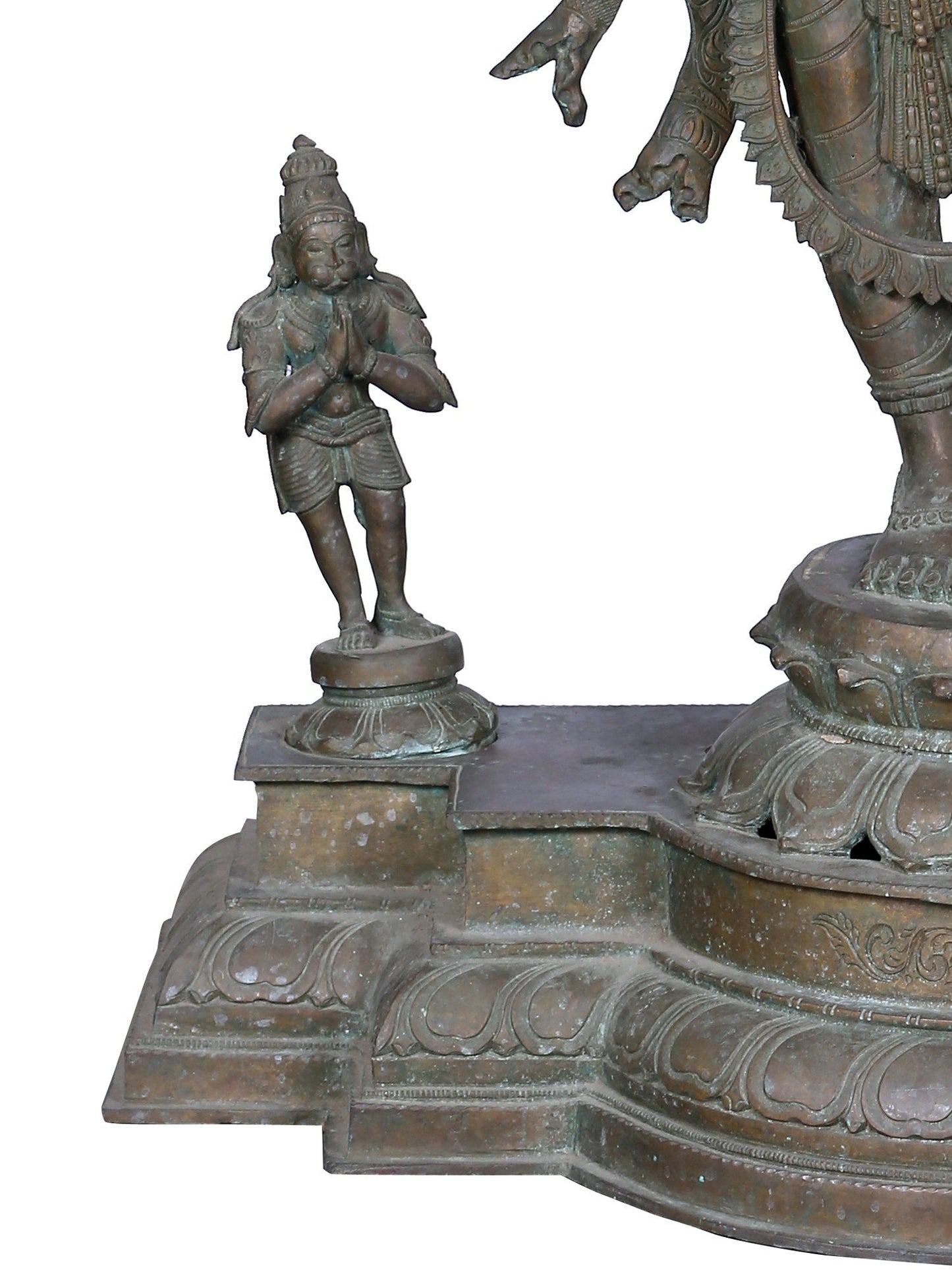 42" Large Standing Lord Perumal (Vishnu) With Garuda And Hanuman | Panchaloha Bronze Statue From Swamimalai