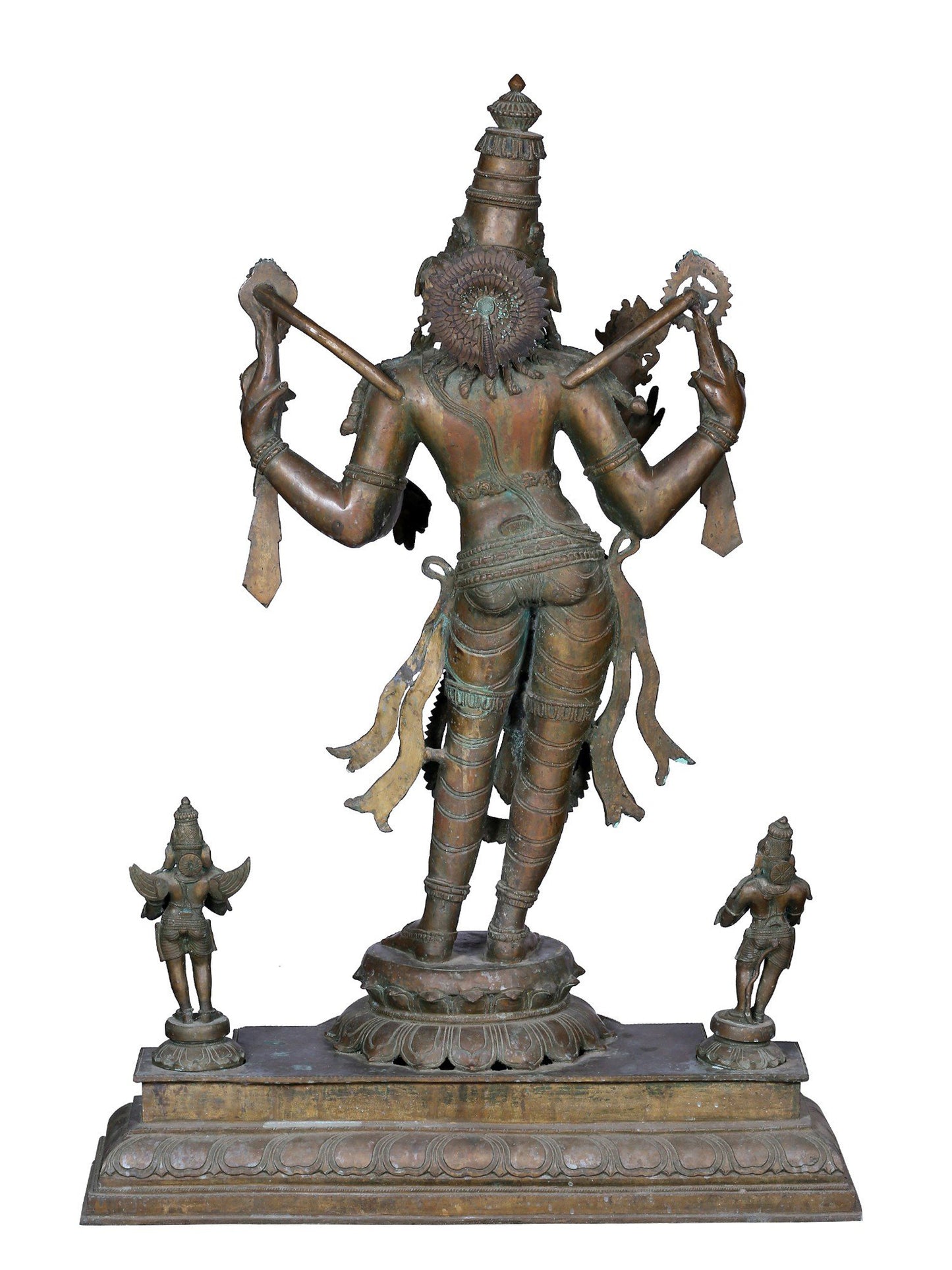 42" Large Standing Lord Perumal (Vishnu) With Garuda And Hanuman | Panchaloha Bronze Statue From Swamimalai