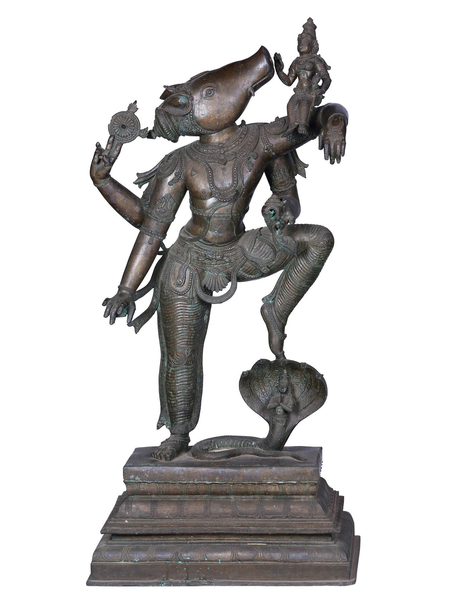 40" Large Varaha Avatara Of Lord Vishnu With Devi Lakshmi | Panchaloha Bronze Statue From Swamimalai