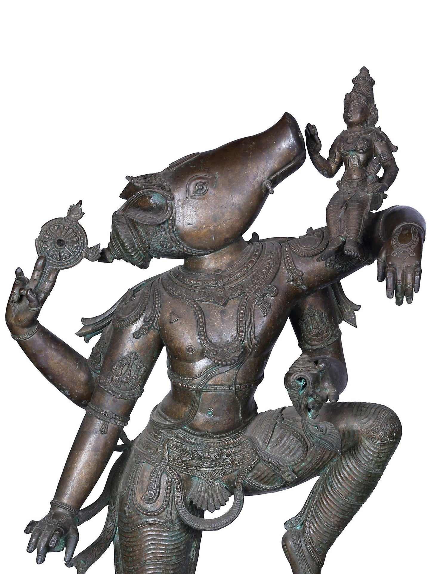 40" Large Varaha Avatara Of Lord Vishnu With Devi Lakshmi | Panchaloha Bronze Statue From Swamimalai