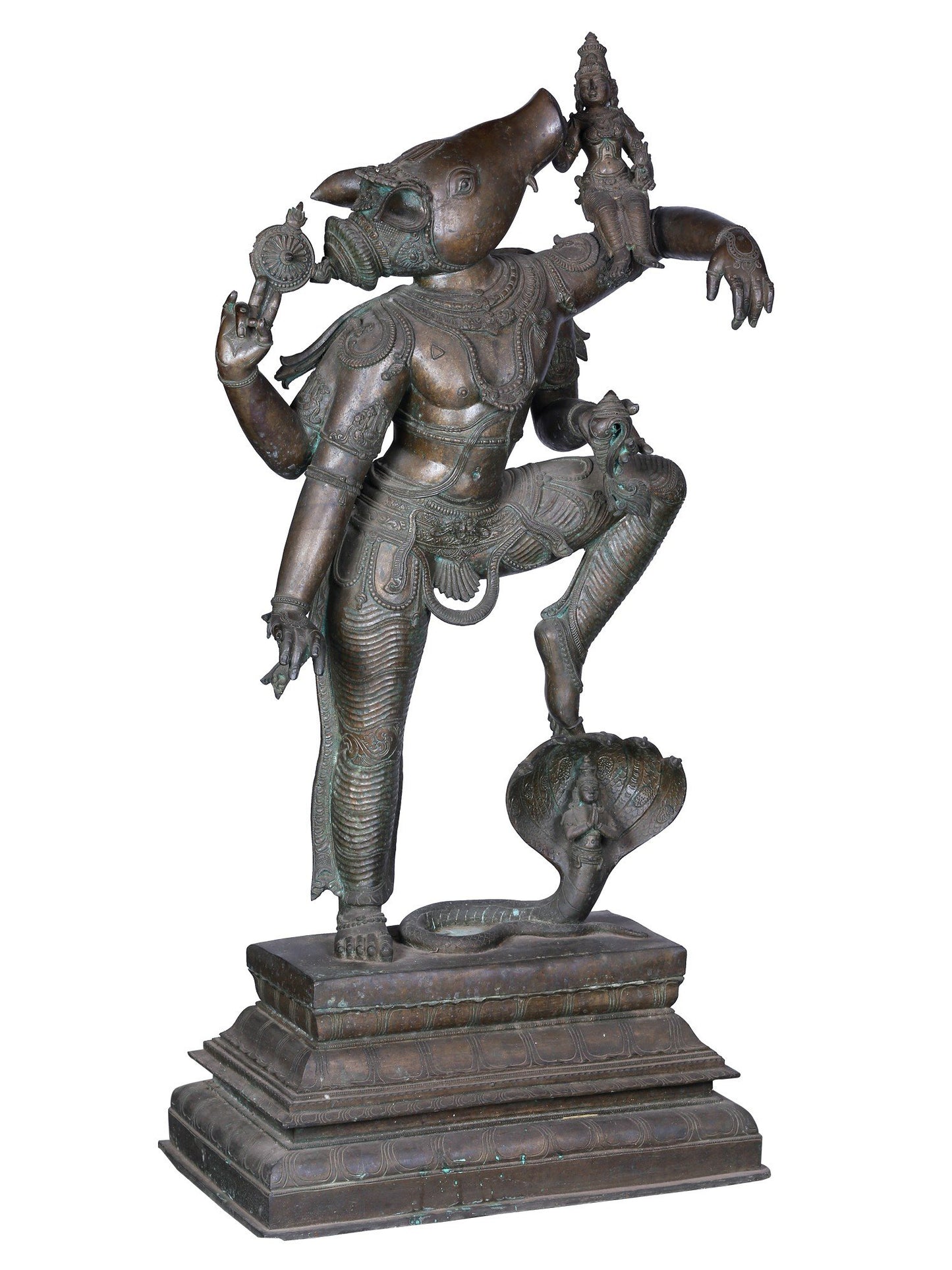 40" Large Varaha Avatara Of Lord Vishnu With Devi Lakshmi | Panchaloha Bronze Statue From Swamimalai