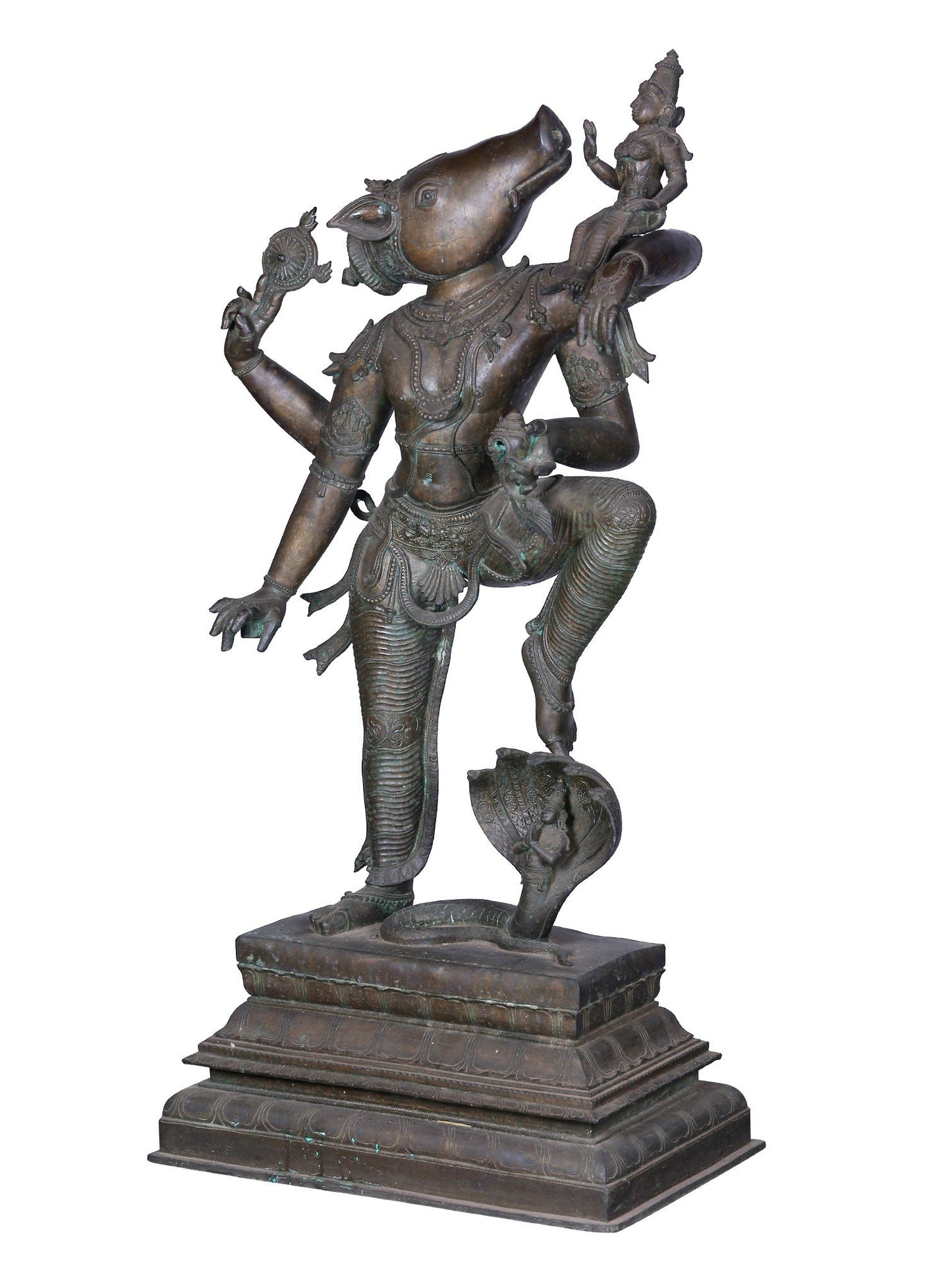 40" Large Varaha Avatara Of Lord Vishnu With Devi Lakshmi | Panchaloha Bronze Statue From Swamimalai