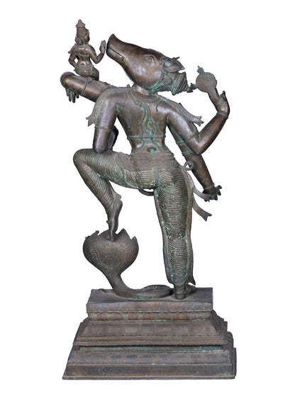 40" Large Varaha Avatara Of Lord Vishnu With Devi Lakshmi | Panchaloha Bronze Statue From Swamimalai