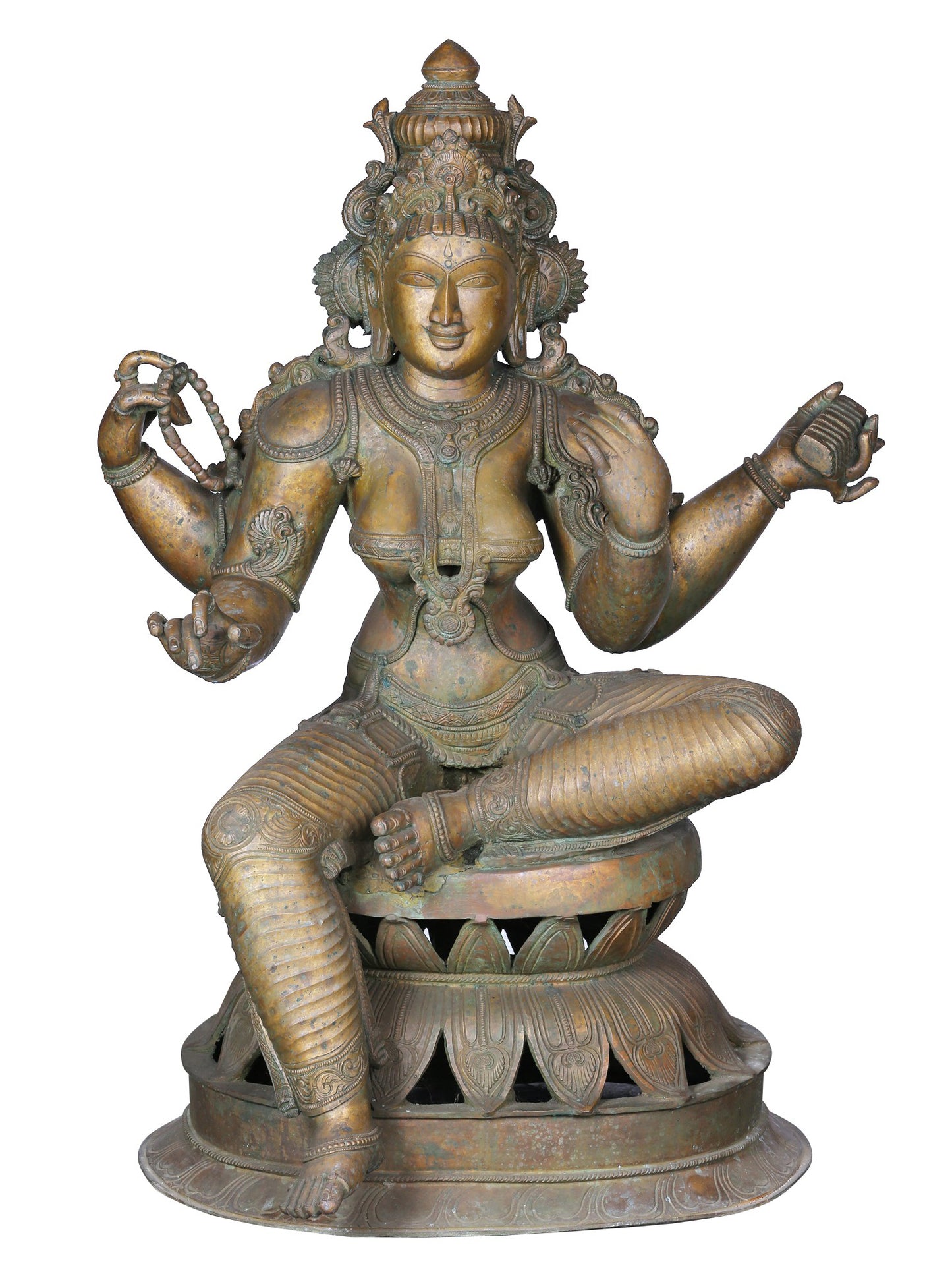 36" Large Goddess Saraswati Idol | Panchaloha Bronze Statue From Swamimalai | Bronze Statue For Temple