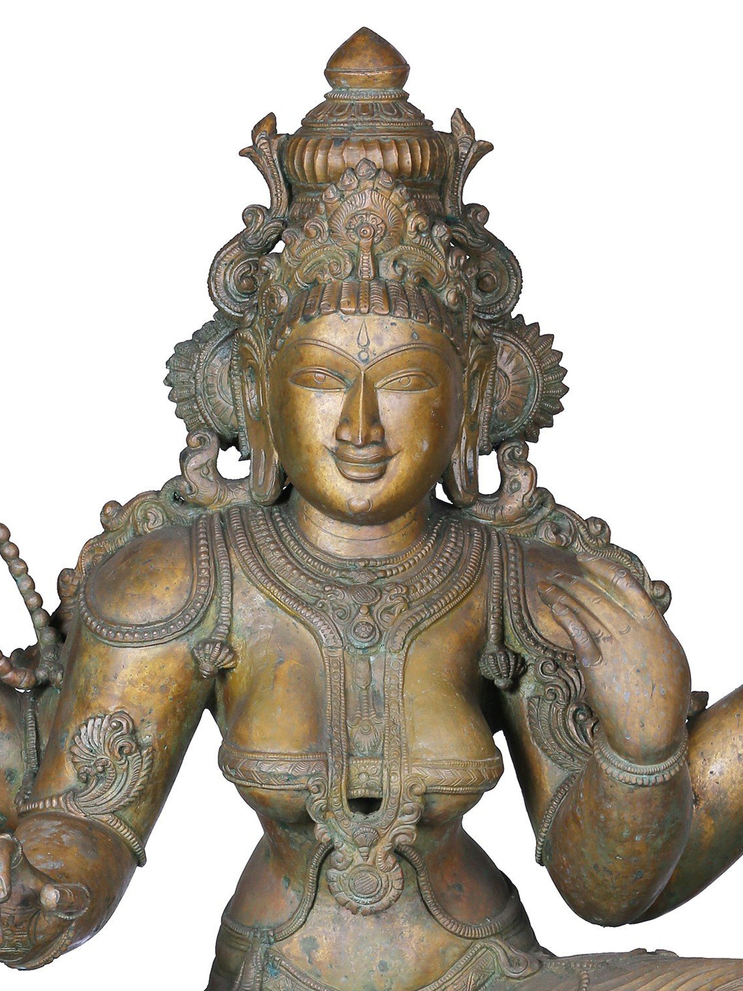 36" Large Goddess Saraswati Idol | Panchaloha Bronze Statue From Swamimalai | Bronze Statue For Temple