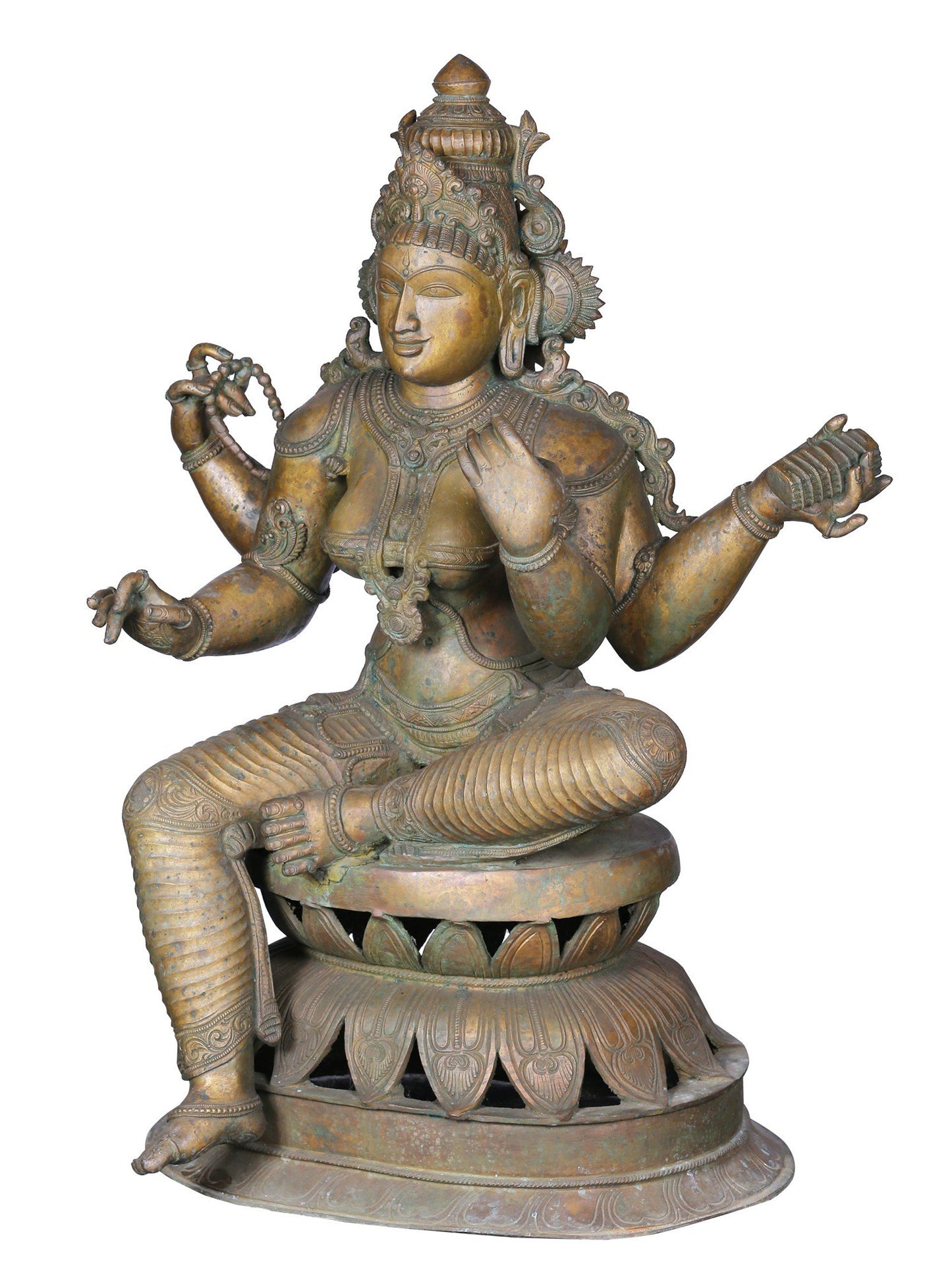 36" Large Goddess Saraswati Idol | Panchaloha Bronze Statue From Swamimalai | Bronze Statue For Temple