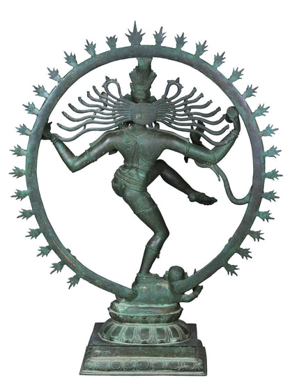 48'' Large Dancing Shiva (Nataraja) Sculpture | Panchaloha Bronze Statue From Swamimalai | Statue For Temple