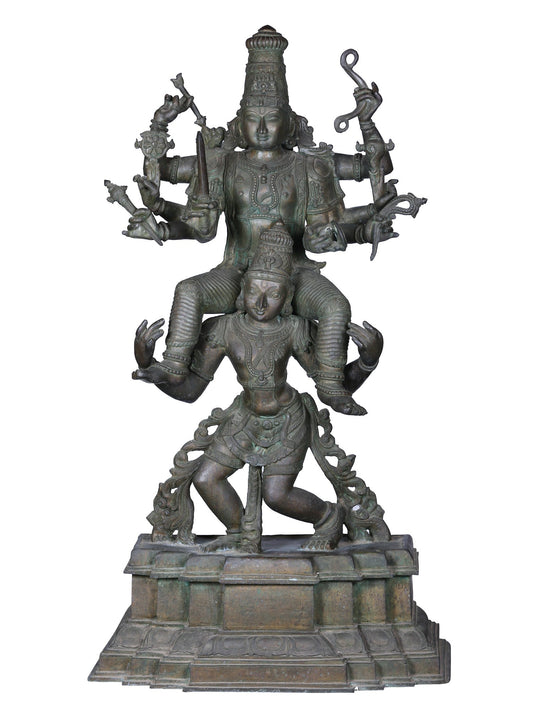 45'' Large Lord Perumal (Vishnu) Seated On Garuda | Decorative Bronze Idol | Bronze Statue For Temple