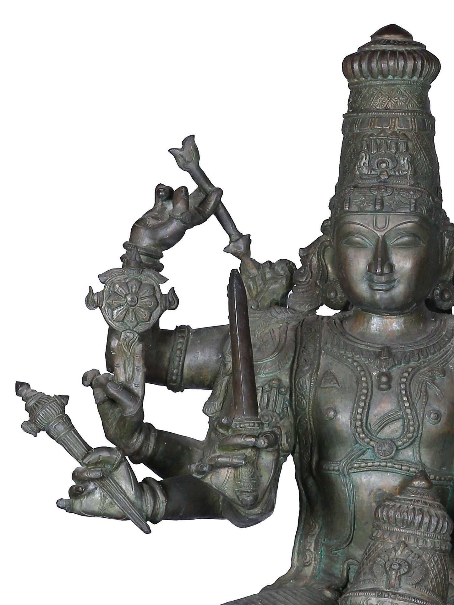 45'' Large Lord Perumal (Vishnu) Seated On Garuda | Decorative Bronze Idol | Bronze Statue For Temple