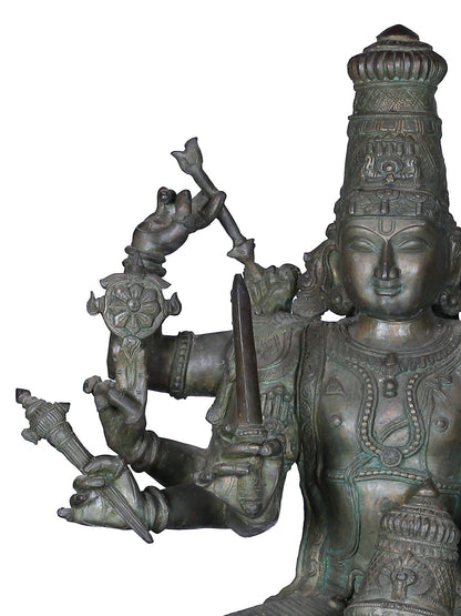 45'' Large Lord Perumal (Vishnu) Seated On Garuda | Decorative Bronze Idol | Bronze Statue For Temple