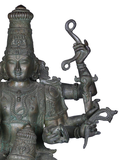 45'' Large Lord Perumal (Vishnu) Seated On Garuda | Decorative Bronze Idol | Bronze Statue For Temple