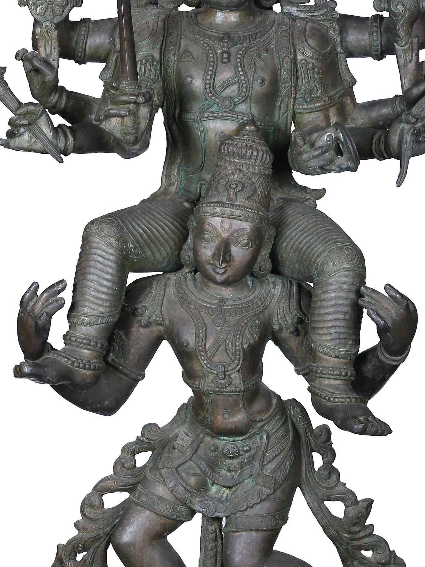 45'' Large Lord Perumal (Vishnu) Seated On Garuda | Decorative Bronze Idol | Bronze Statue For Temple