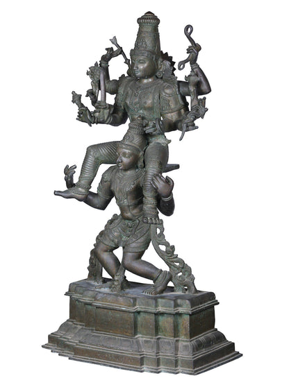 45'' Large Lord Perumal (Vishnu) Seated On Garuda | Decorative Bronze Idol | Bronze Statue For Temple