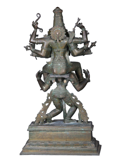 45'' Large Lord Perumal (Vishnu) Seated On Garuda | Decorative Bronze Idol | Bronze Statue For Temple