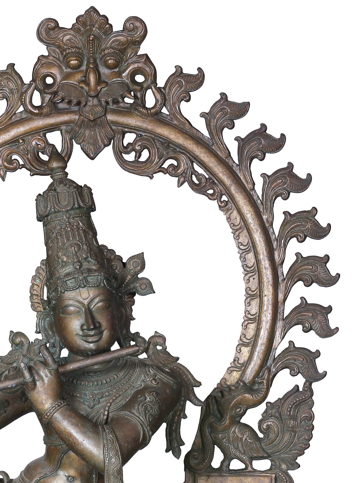 60'' Large Standing Lord Krishna | Panchaloha Bronze Statue Playing Flute For Temple