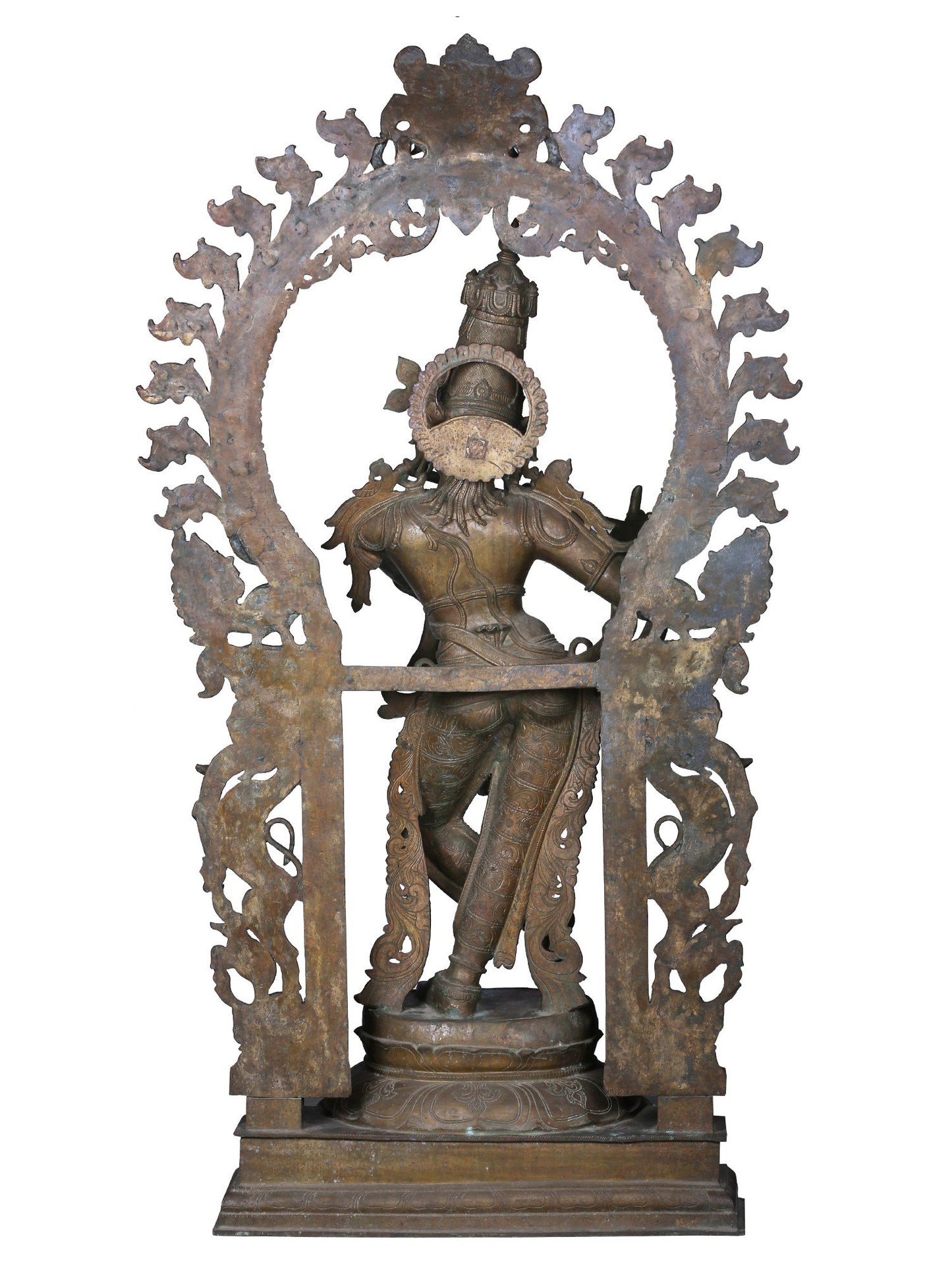 60'' Large Standing Lord Krishna | Panchaloha Bronze Statue Playing Flute For Temple