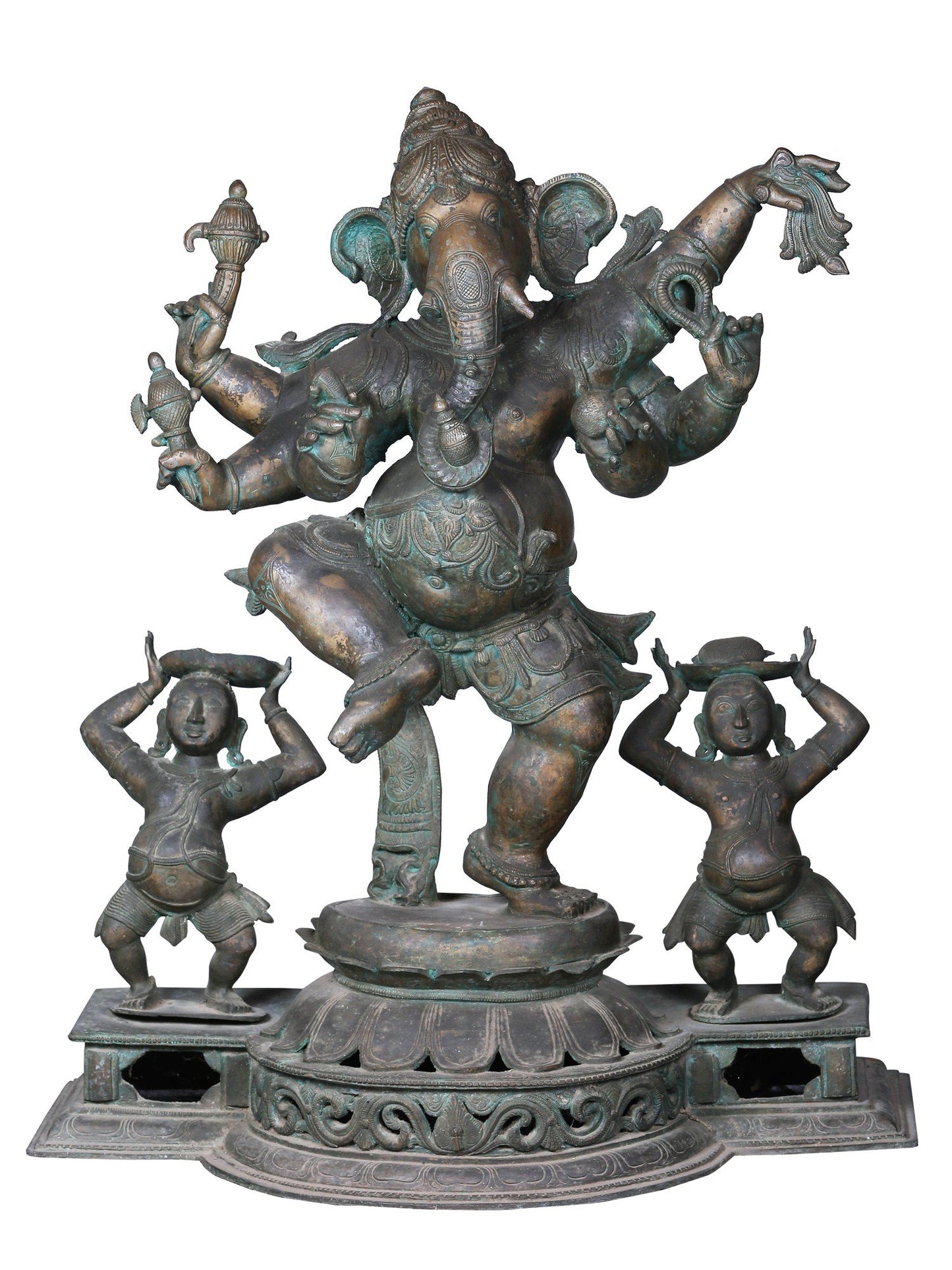 36'' Large Six Hands Dancing Ganesha | Decorative Bronze Idol | Bronze Statue For Temple