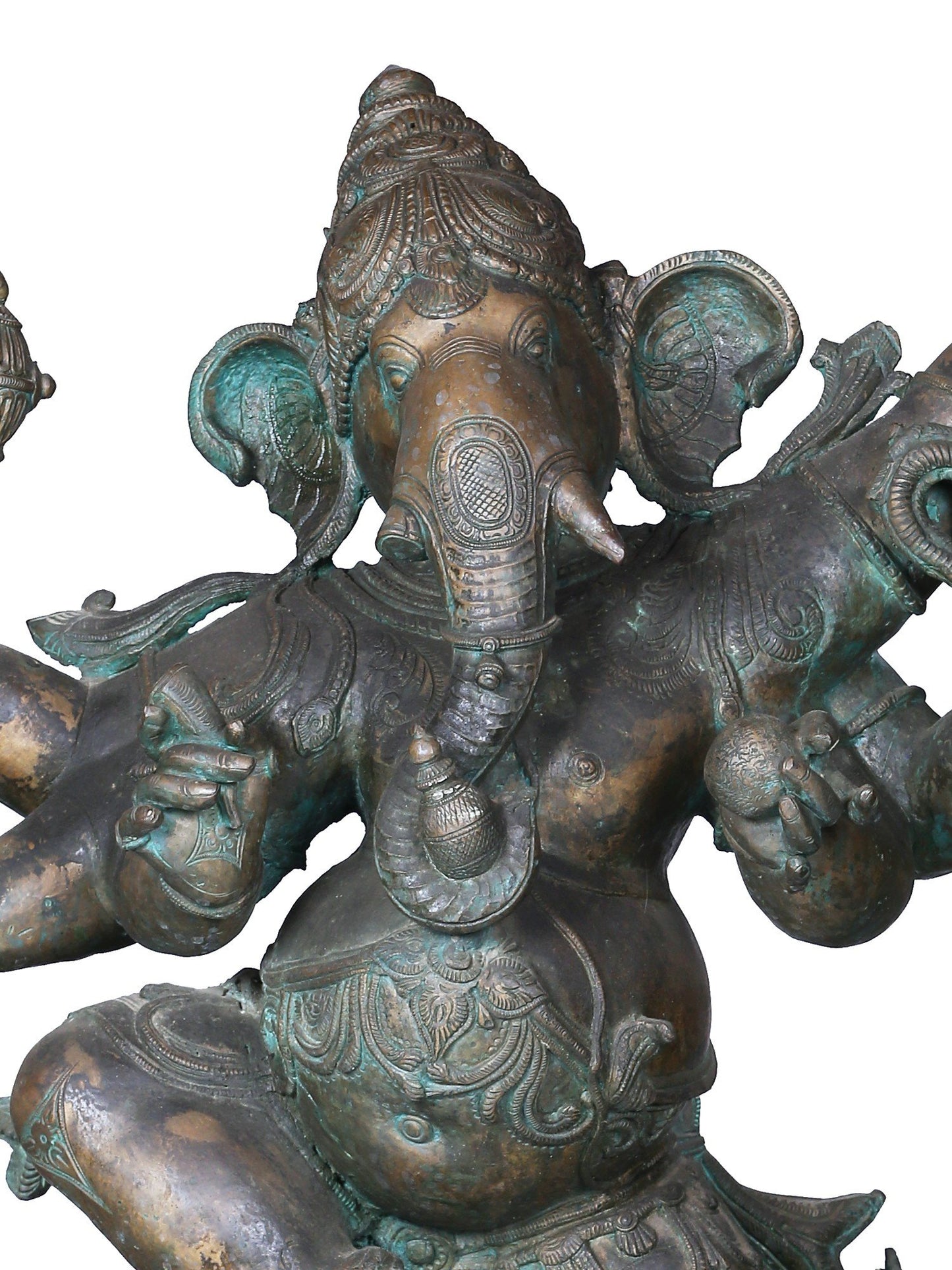 36'' Large Six Hands Dancing Ganesha | Decorative Bronze Idol | Bronze Statue For Temple