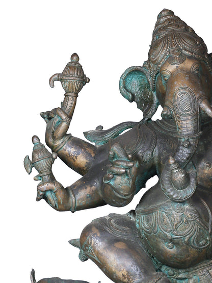 36'' Large Six Hands Dancing Ganesha | Decorative Bronze Idol | Bronze Statue For Temple