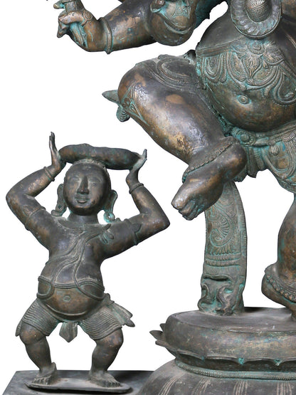 36'' Large Six Hands Dancing Ganesha | Decorative Bronze Idol | Bronze Statue For Temple