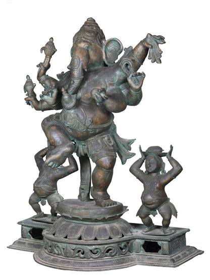 36'' Large Six Hands Dancing Ganesha | Decorative Bronze Idol | Bronze Statue For Temple