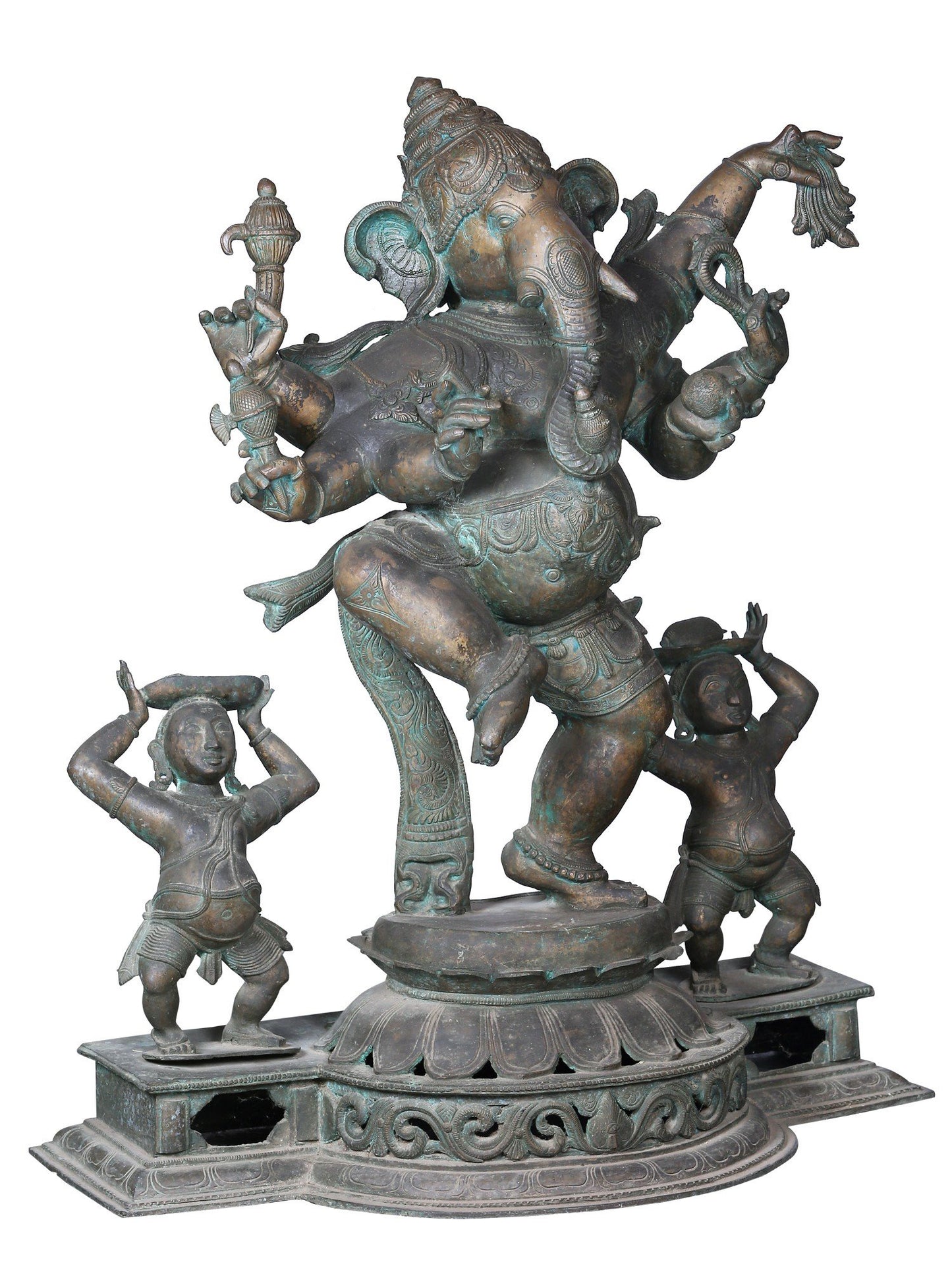 36'' Large Six Hands Dancing Ganesha | Decorative Bronze Idol | Bronze Statue For Temple