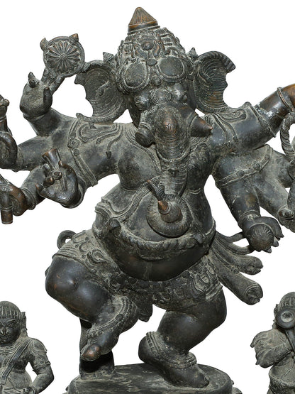 39'' Large Eight Hands Dancing Ganesha In Panchaloha Bronze Statue | Statue For Temple