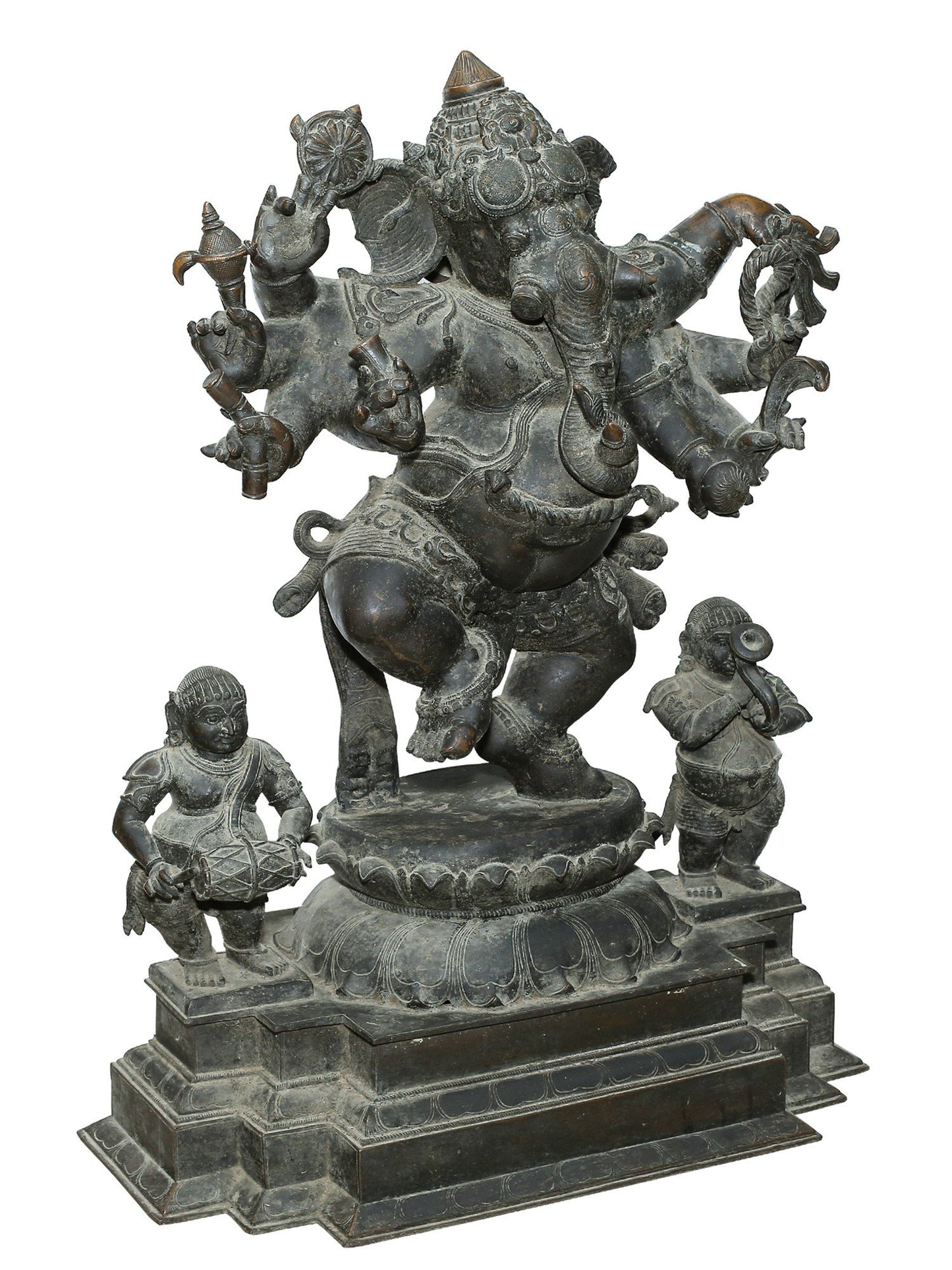 39'' Large Eight Hands Dancing Ganesha In Panchaloha Bronze Statue | Statue For Temple