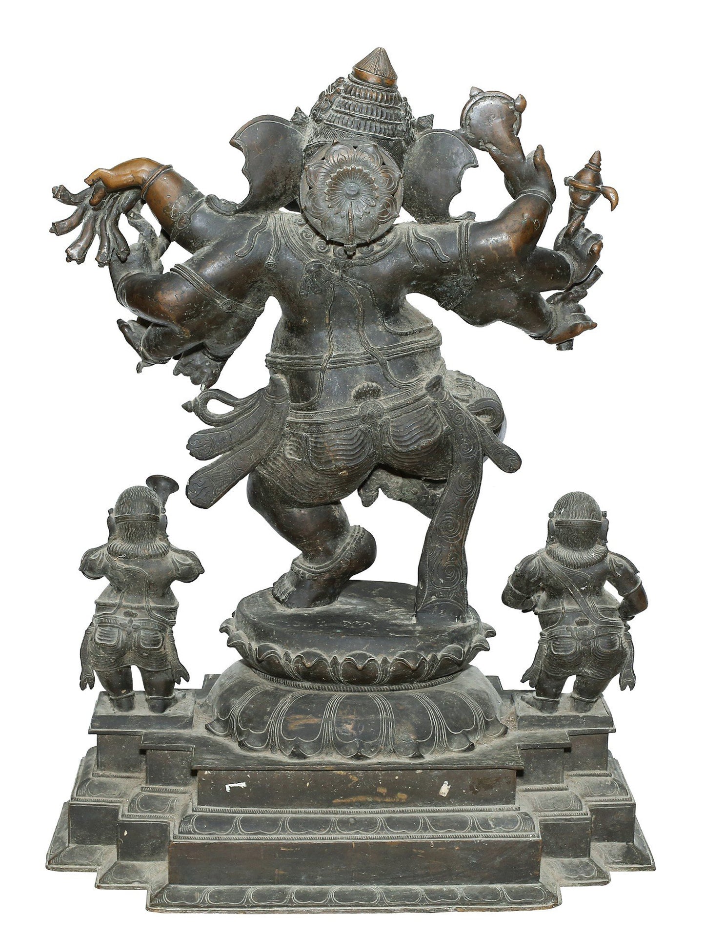 39'' Large Eight Hands Dancing Ganesha In Panchaloha Bronze Statue | Statue For Temple