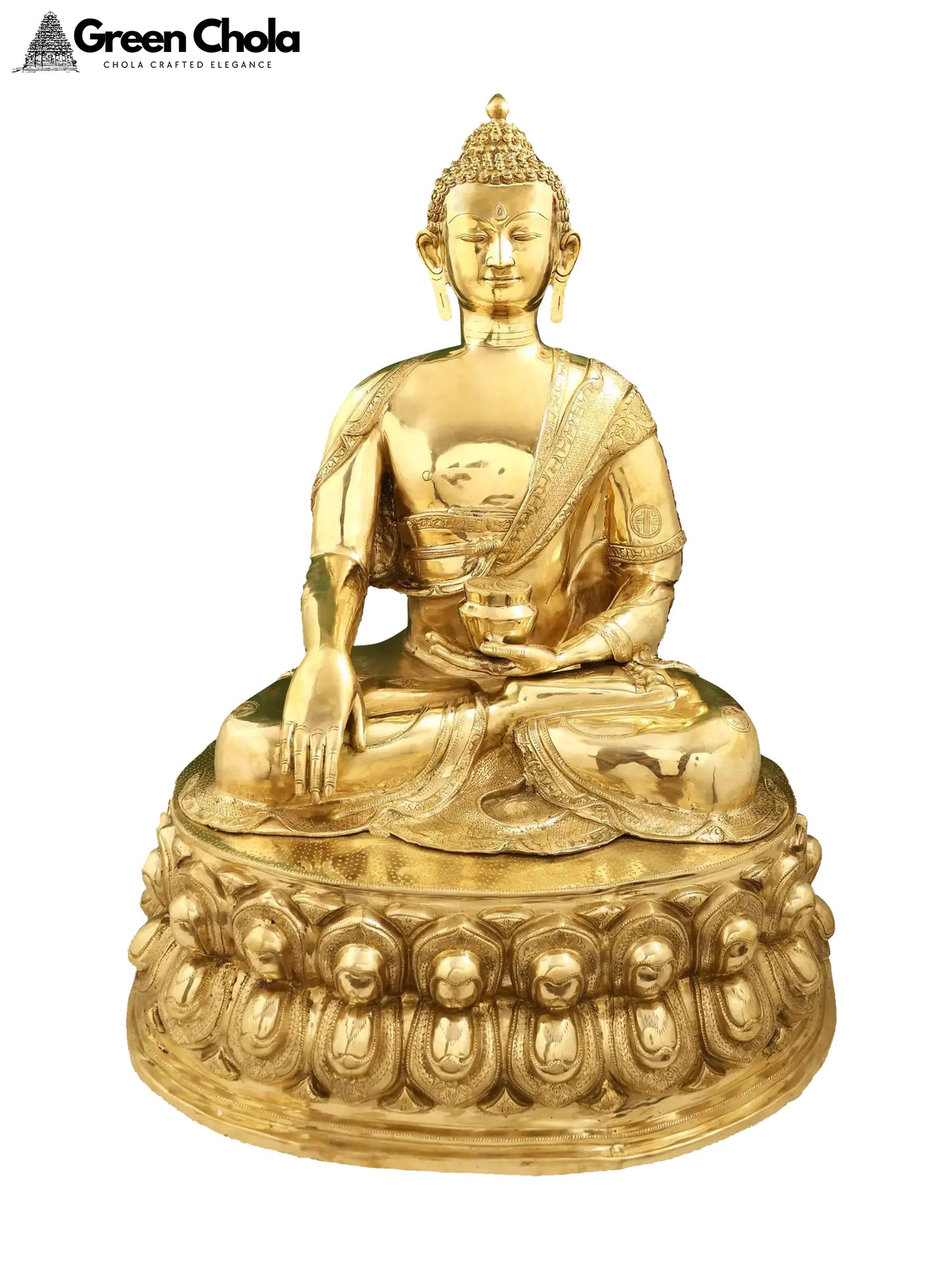 31-Inch Padmasana Buddha Idol in Bhumisparsha Mudra | Handmade Brass Statue