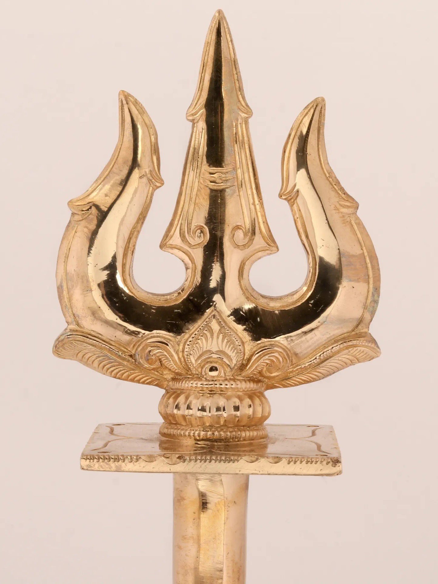 12'' Holy Trident Of Lord Shiva With Stand | Handmade Bronze Trident For Temple | Decorative Trishul