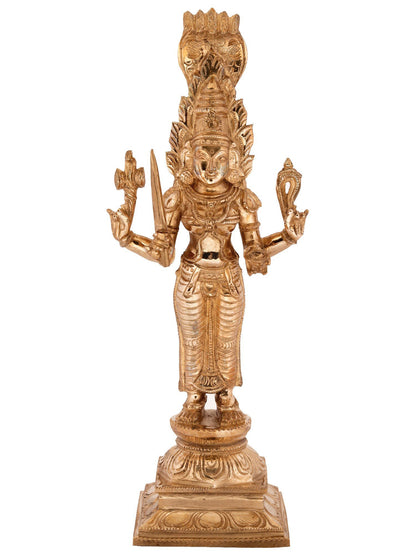 12'' Standing Goddess Mariamman (Durga Avatar) | Decorative Bronze Idol | Bronze Statue For Temple