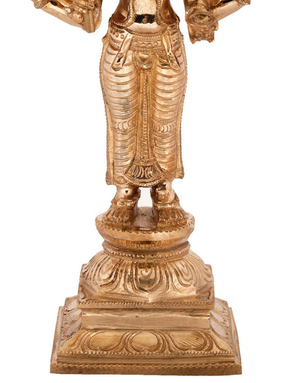 12'' Standing Goddess Mariamman (Durga Avatar) | Decorative Bronze Idol | Bronze Statue For Temple