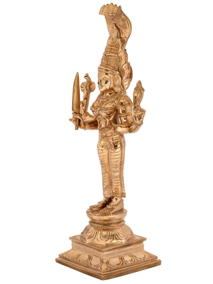 12'' Standing Goddess Mariamman (Durga Avatar) | Decorative Bronze Idol | Bronze Statue For Temple