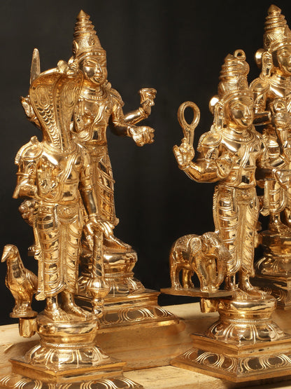 12" Navagraha With Vahana Set | Decorative Bronze Idol | Bronze Statue For Gifting