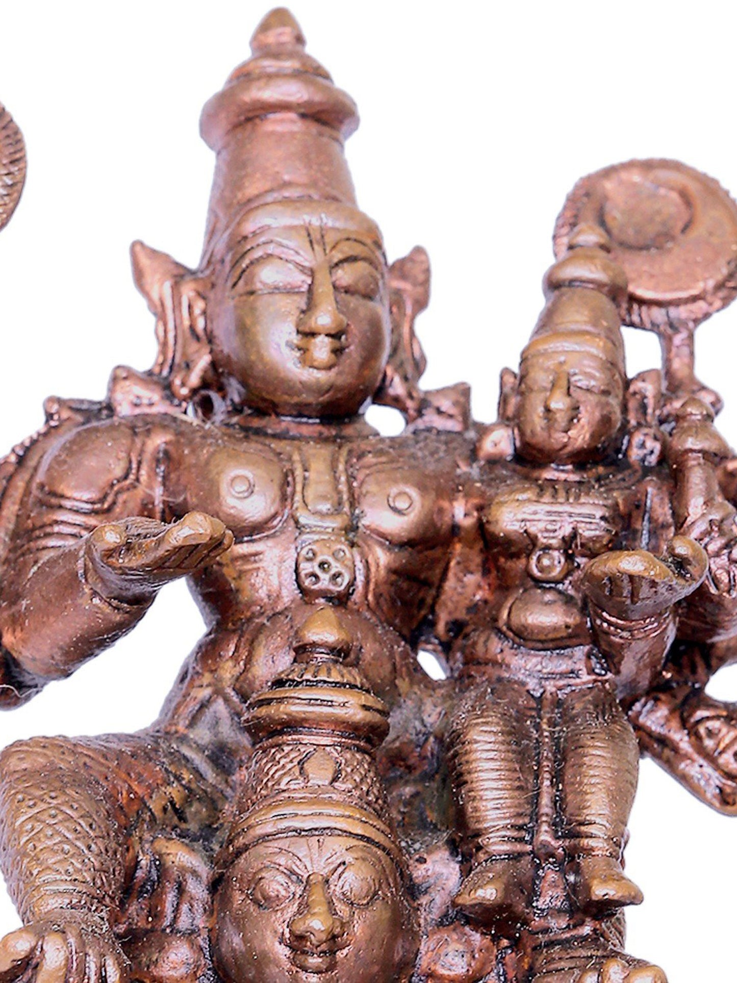 5" Small Bronze Lord Vishnu With Devi Lakshmi On Garuda | Bronze Statue