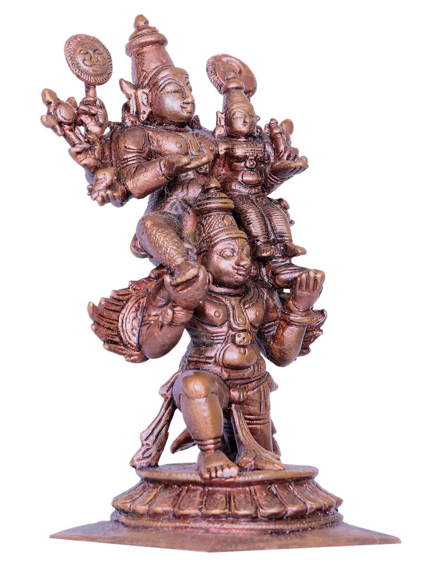 5" Small Bronze Lord Vishnu With Devi Lakshmi On Garuda | Bronze Statue