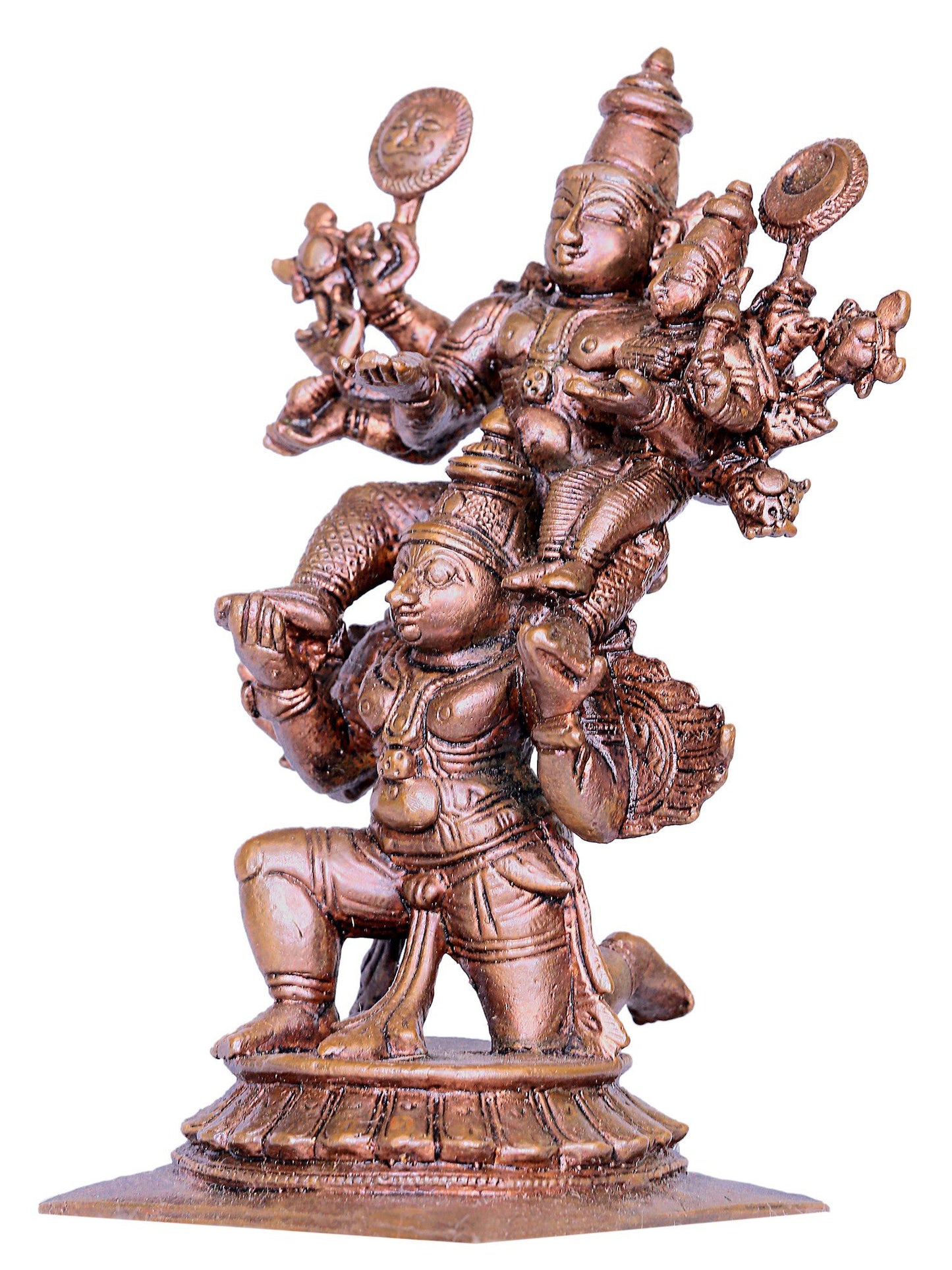 5" Small Bronze Lord Vishnu With Devi Lakshmi On Garuda | Bronze Statue