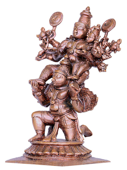 5" Small Bronze Lord Vishnu With Devi Lakshmi On Garuda | Bronze Statue