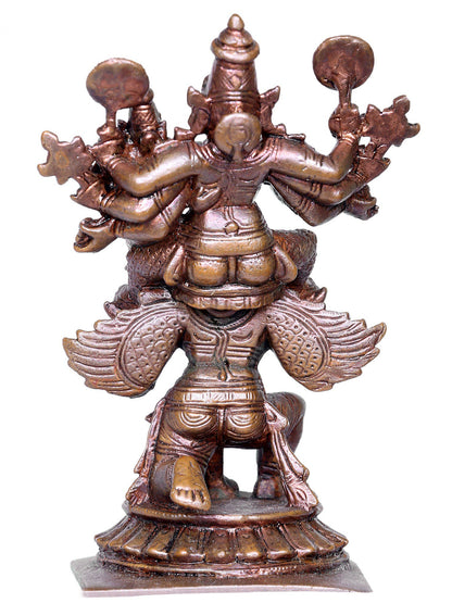 5" Small Bronze Lord Vishnu With Devi Lakshmi On Garuda | Bronze Statue